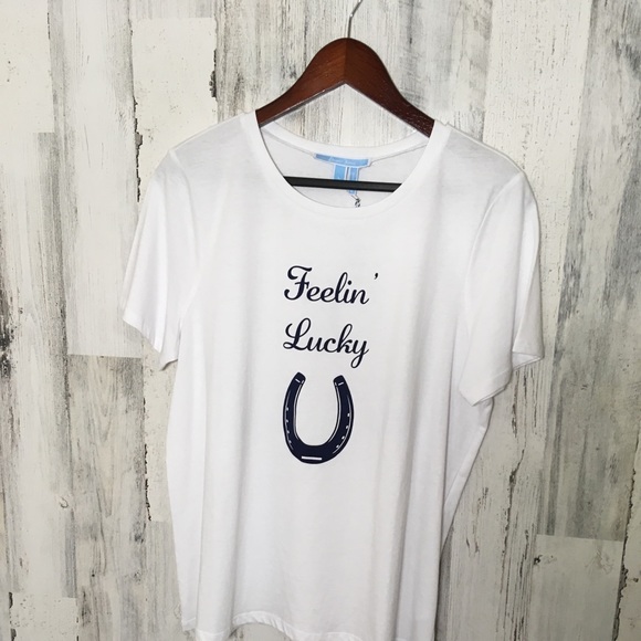 Draper James Tops - Draper James White “Feeling Lucky” T-Shirt NWT